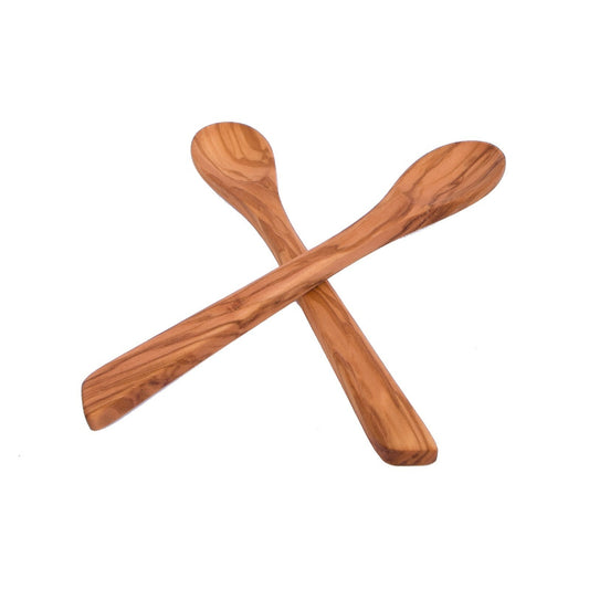 2 Handcrafted olive-wood Mayonnaise spoon kitchen utensils - 100% Bio Products