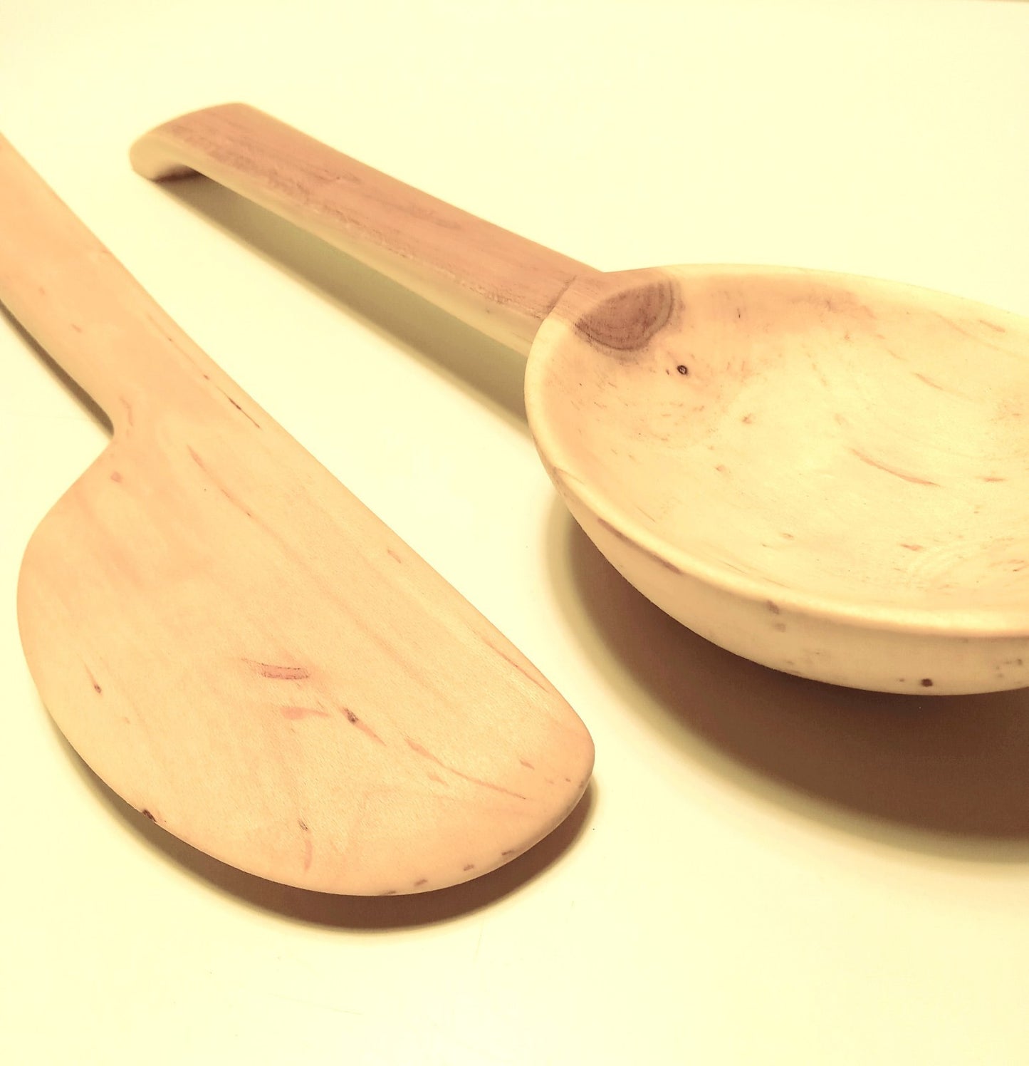 Handmade Solid Black Cherry Wood Kitchen Spoon Ladle & Spatula Set  Rustic